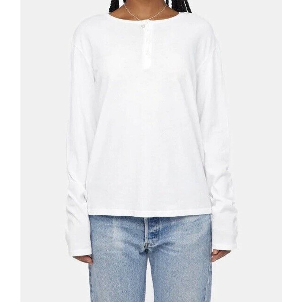 Lacausa Womens Vintage Henley Size‎ Medium Jersey Cotton Lounge White Wash NWT